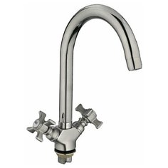 Смеситель для кухни 1/2"литой излив керамика крест с гайкой LEDEME L4311A-2