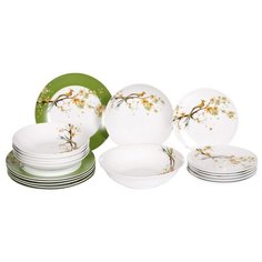 Столовый сервиз Domenik Paradise Bird DM9012, 6 персон, 19 предм., белый/зеленый