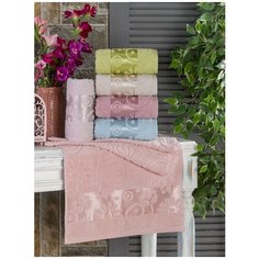 Полотенце TWO DOLPHINS махровое жаккард ; E984) ASKABAT ; Набор из 6 штук - 70 х 140