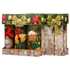 Набор вафельных полотенец "Всё себе"; Еловая гирлянда; Набор из 3 штук