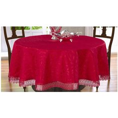 Скатерть DO & CO с гипюром 8526, 160 см, бордовый