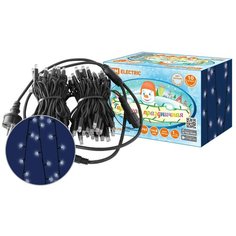 Гирлянда светодиодная СГУ100Б10, 10м, мерц-е, 6500К, каучук чер., посл. подкл, IP65, 250 В, TDM