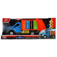 Технопарк Машинка Мусоровоз, сине-оранжевый, 22 см, GAZONGARB-22PL-BUOG