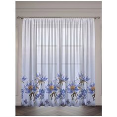 Тюль ТД "Текстиль" Цветы Акварель 300*270 синий