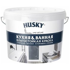Краска акриловая HUSKY для кухонь и ванных комнат влагостойкая матовая белый 2.5 л