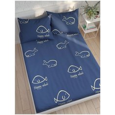 Простынь "Киты" 150х215 см 1,5- спальная Сказка