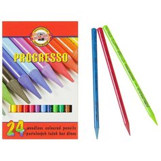 Карандаши художественные 24 цвета, Koh-I-Noor PROGRESSO 8758, цветные, цельнографитные, в картонной коробке Koh-I-Noor
