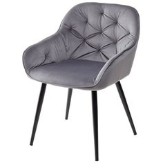 Кухонный-Обеденный Стул-кресло BREEZE BLUVEL-14 GREY, велюр/ черный каркас . Для гостиной m-sity (м-сити) / Ru-Stol. ru