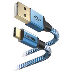 Кабель HAMA USB - USB Type-C Reflective 1.5 м, синий