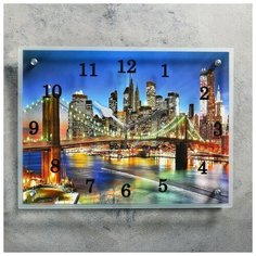 Часы настенные, серия: Город, "Ночной город и архитектура", 30х40 см, микс Сюжет