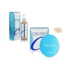 Набор коллаген (тональная основа с увлажнением № 21 ENOUGH Collagen moisture foundation 100 мл + пудра увлажняющая с коллагеном со сменным блоком №21 ENOUGH Collagen Hydro)