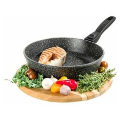 Сковорода - гриль круглая 24 см гармония вкуса Elan Gallery Черный мрамор, съёмная ручка