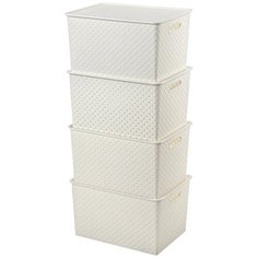 Набор из 4-х корзинок с крышками 14 л 35х24,5х20,5 см Береста слоновая кость EL Casa