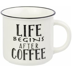 Кружка 400 мл 12х9,5х8,5 см Elan Gallery LIFE BEGINS AFTER COFFEE
