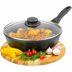 Сковорода глубокая 26 см Elan Gallery гармония вкуса Черный Оникс с крышкой D26 съёмная ручка