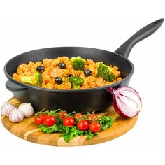 Сковорода глубокая 28 см Elan Gallery гармония вкуса Черный Оникс без крышки несъёмная ручка