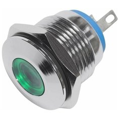 Индикатор металл Rexant, Ø 16, 220 В, зеленая подсветка LED {36-4833}