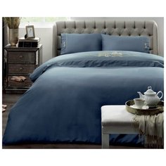 Простынь Tivolyo Home IMPERIAL хлопковый сатин голубой 240х260