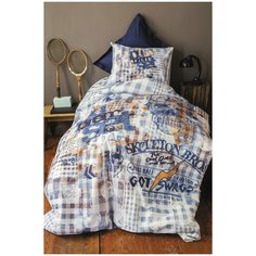 Комплект подросткового постельного белья Issimo Home RANFORCE REBEL хлопковый ранфорс голубой 1,5 спальный