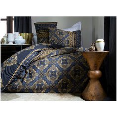Постельное белье Issimo Home RANFORCE TEODORA хлопковый ранфорс синий, золотистый евро