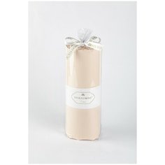 Простынь на резинке с наволочками Tivolyo Home хлопковый сатин делюкс персиковый 180х200+30