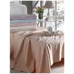 Махровая простынь-покрывало для укрывания Tivolyo Home CAMILLE хлопок кремовый 220х240