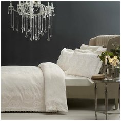 Постельное белье Tivolyo Home FAUSTA бамбуковый сатин-жаккард делюкс бежевый евро