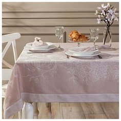 Скатерть прямоугольная Tivolyo Home DAHLIA жаккард пудра 160х260