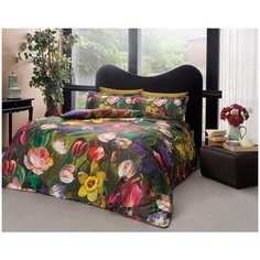 Постельное белье TAC PREMIUM DIGITAL SERAPHINA хлопковый сатин делюкс красный+зелёный евро