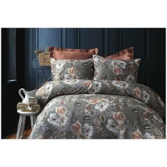 Постельное белье Issimo Home SATIN SHADY хлопковый сатин делюкс серый, терракотовый семейный