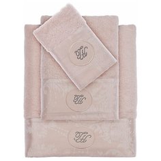 Подарочный набор полотенец для ванной 3 пр. + спрей Tivolyo Home GRANT хлопковая махра пудра