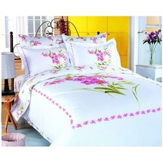 Постельное белье Le Vele BUKET хлопковый сатин делюкс белый 1,5 спальный