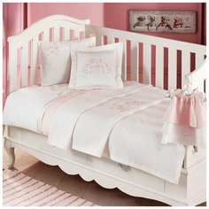 Детское постельное белье для новорожденных с пледом Tivolyo Home FAMILY BEBE хлопковый сатин розовый