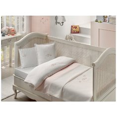 Постельное белье для новорожденных с пледом-пике Tivolyo Home HAPPY BEBE хлопковый сатин делюкс розовый