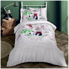 Детское постельное белье Tivolyo Home PANDA хлопковый сатин делюкс 1,5 спальный