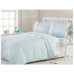 Постельное белье Ozdilek RANFORCE POLKA хлопковый ранфорс бирюзовый евро