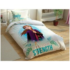Детское постельное белье светящееся TAC FROZEN 2 DOUBLE ANNA хлопковый ранфорс 1,5 спальный