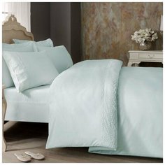 Постельное белье Tivolyo Home OLIVIA хлопковый люкс-сатин бирюзовый семейный