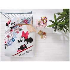 Детское постельное белье TAC MINNIE MOUSER WATERCOLOR хлопковый ранфорс евро