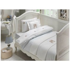 Детское постельное белье для новорожденных с пледом Tivolyo Home LOVELY BEBE хлопковый сатин голубой