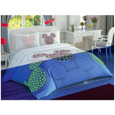 Детское постельное белье светящееся TAC LOVE MICKEY GLOW хлопковый ранфорс евро