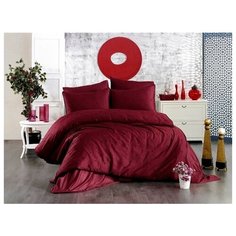 Постельное белье Grazie Home LOVENS хлопковый сатин делюкс бордовый+чёрный евро