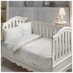 Постельное белье для новорожденных с пледом-пике Tivolyo Home HAPPY BEBE хлопковый сатин делюкс бежевый