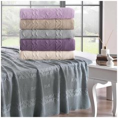 Вязаный плед-покрывало Tivolyo Home LUCA розовый 220х240