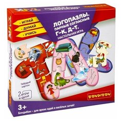 Настольная игра "логопазлы. Парные согласные Г- К, Д- Т" 2 в 1 Играй Думай Учись Bondibon