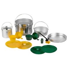 Набор туристической посуды HELIOS HS-NP 010048-00, 14 предметов серебристый/зеленый/желтый