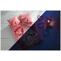 Постельное белье светящееся TAC HAPPY DAYS ROSES хлопковый ранфорс пудра евро