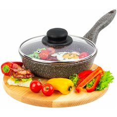 Сковорода глубокая гармония вкуса "Коричневый опал", 18 см, с крышкой Elan Gallery