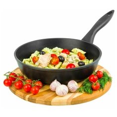 Сковорода глубокая 24 см Elan Gallery гармония вкуса Черный Оникс без крышки несъёмная ручка