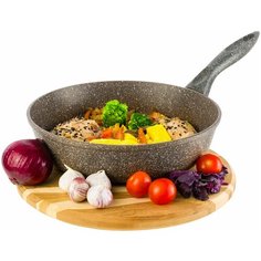 Сковорода глубокая 26 см Elan Gallery гармония вкуса Коричневый опал без крышки несъёмная ручка